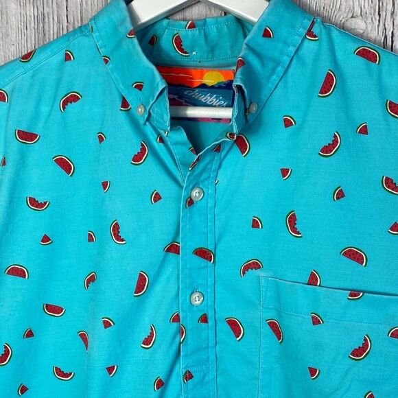 Chubbies Watermelon Print Button Front Stretch Pocket Shirt Size Large Summer - Picture 5 of 10